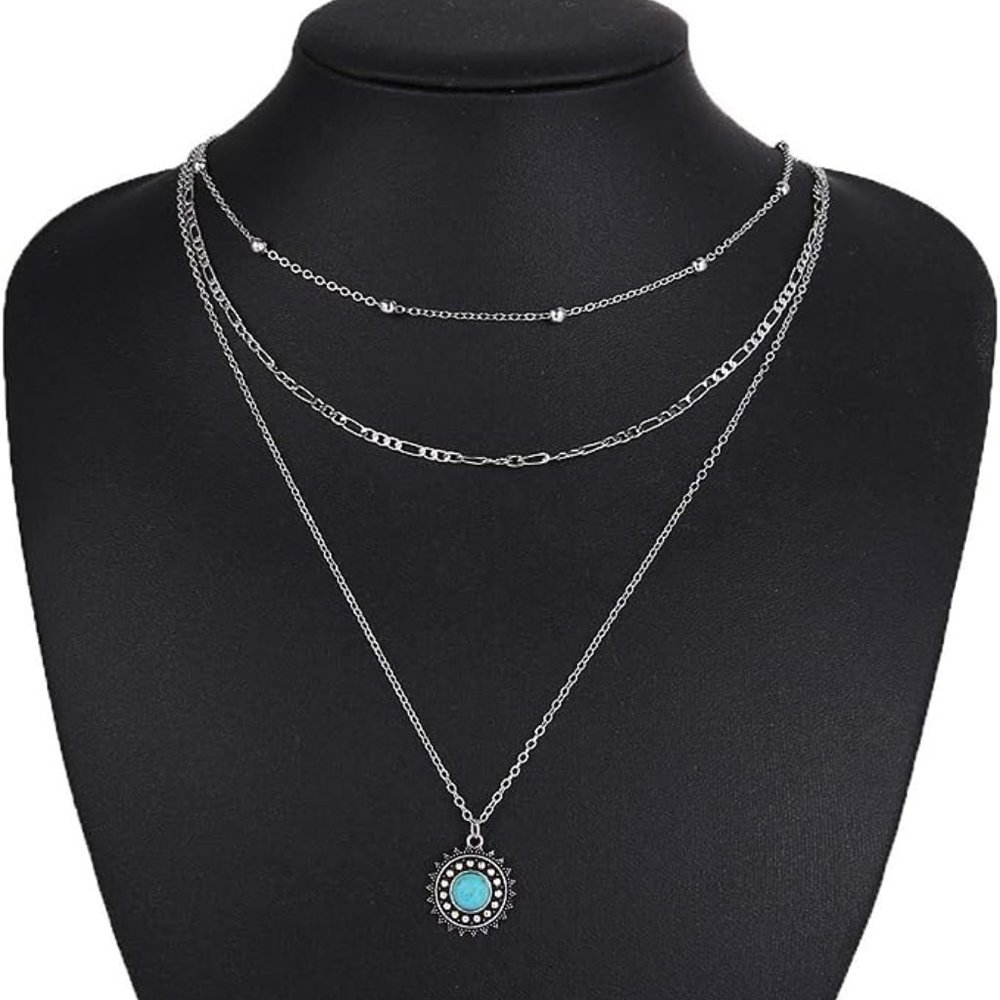 Boho Silver Sun Necklace